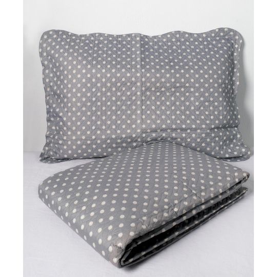 ΚΟΥΒΕΡΛΙ σετ (220cm x 240cm + 2 x 50cm x 70cm) dot grey της Silk Fashion