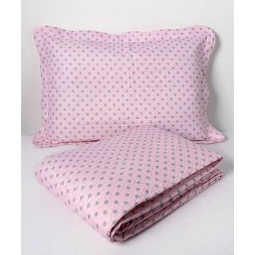 ΚΟΥΒΕΡΛΙ σετ( 220cm x 240cm + 2 x 50cm x 70cm dot pink της Silk Fashion