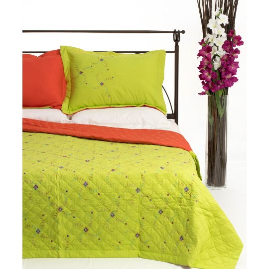 ΚΟΥΒΕΡΛΙ σετ (160cm x 220cm + 1 x 50cm x 70cm) 024 λαχανί της Silk Fashion