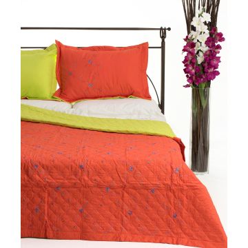 ΚΟΥΒΕΡΛΙ σετ (220cm x 240cm + 2 x 50cm x 70cm)  024 πορτοκαλί της Silk Fashion