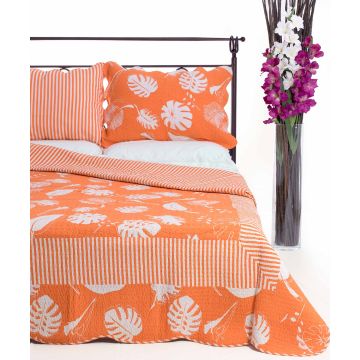 ΚΟΥΒΕΡΛΙ σετ( 220cm x 240cm + 2 x 50cm x 70cm) 350 πορτοκαλί της Silk Fashion