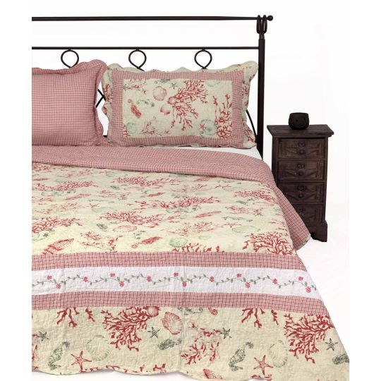 ΚΟΥΒΕΡΛΙ σετ (220cm x 240cm + 2 x 50cm x 70cm) 1017 ρόζ της Silk Fashion