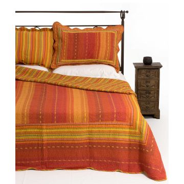 ΚΟΥΒΕΡΛΙ  σετ (220cm x 240cm + 2 x 50cm x 70cm) 8013 πορτοκαλί της Silk Fashion 