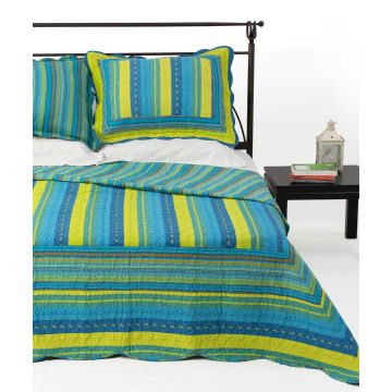 ΚΟΥΒΕΡΛΙ  σετ (220cm x 240cm + 2 x 50cm x 70cm) 8013 μπλέ της Silk Fashion 