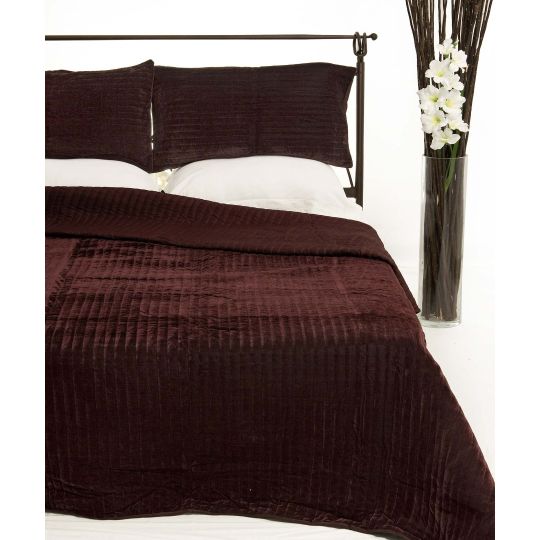 ΚΟΥΒΕΡΛΙ σετ (220cm x 240cm + 2 x 50cm x 70cm) VELVET μελιτζανί της Silk Fashion