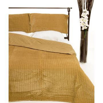 ΚΟΥΒΕΡΛΙ σετ (220cm x 240cm + 2 x 50cm x 70cm) VELVET χρυσό της Silk Fashion