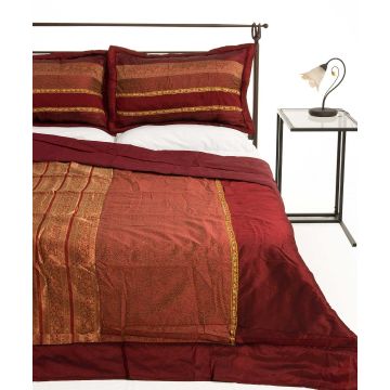 ΚΟΥΒΕΡΛΙ σετ (220cm x 240cm + 2 x 50cm x 70cm) TAJ MAHAL μπορντώ της Silk Fashion