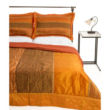 ΚΟΥΒΕΡΛΙ σετ( 220cm x 240cm + 2 x 50cm x 70cm) TAJ MAHAL πορτοκαλί της Silk Fashion