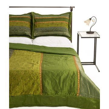 ΚΟΥΒΕΡΛΙ σετ (220cm x 240cm + 2 x 50cm x 70cm) TAJ MAHAL πράσινο της Silk Fashion