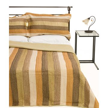 ΚΟΥΒΕΡΛΙ σετ (220cm x 240cm + 2 x 50cm x 70cm)  6329 λαδί της Silk Fashion