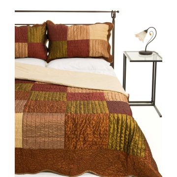 ΚΟΥΒΕΡΛΙ σετ (160cm x 220cm + 1 x 50cm x 70cm) 6155 κεραμιδί της Silk Fashion