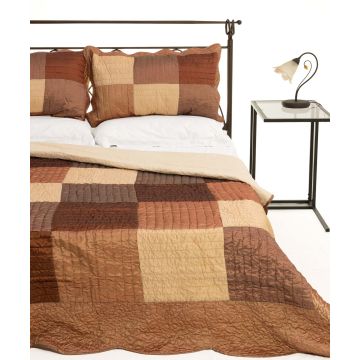 ΚΟΥΒΕΡΛΙ σετ (160cm x 220cm + 1 x 50cm x 70cm)  6155 καφέ της Silk Fashion