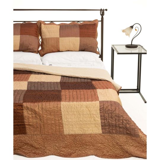 ΚΟΥΒΕΡΛΙ σετ (160cm x 220cm + 1 x 50cm x 70cm)  6155 καφέ της Silk Fashion