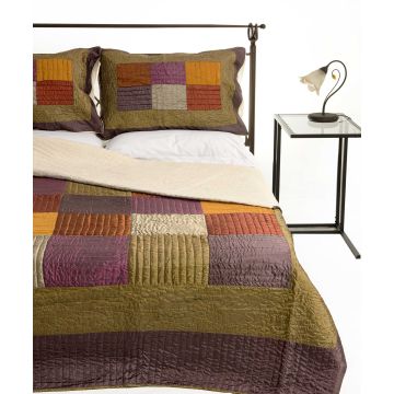 ΚΟΥΒΕΡΛΙ σετ (220cm x 240cm + 2 x 50cm x 70cm)  6153 λαδί της Silk Fashion