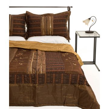 ΚΟΥΒΕΡΛΙ  σετ )160cm x 220cm + 1 x 50cm x 70cm) 10506 καφέ της Silk Fashion 