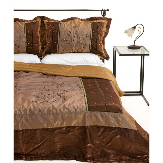 ΚΟΥΒΕΡΛΙ σετ (220cm x 240cm + 2 x 50cm x 70cm) 10507 καφέ της Silk Fashion