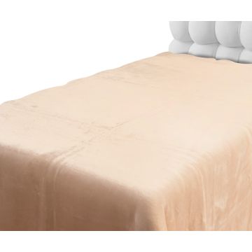 Βελουτέ κουβέρτες (160cm x 220cm) μπεζ της Silk Fashion