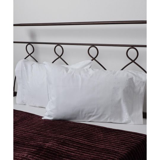 Silk Fashion Βαμβακερή μαξιλαροθήκη με κέντημα 050 (46cm x 70cm) λευκή ζευγάρι