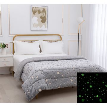 Παιδικό φωσφοριζέ κουβερτοπάπλωμα star (170cm x 220cm) γκρί της Silk Fashion Παιδικό φωσφοριζέ κουβερτοπάπλωμα star (170cm x 220cm) γκρί της Silk Fashion