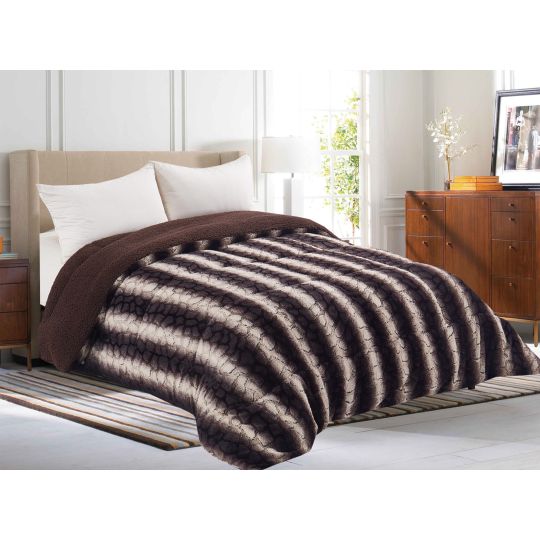 Κουβερτοπάπλωμα animal (220cm x 240cm) σκούρο καφέ της Silk Fashion