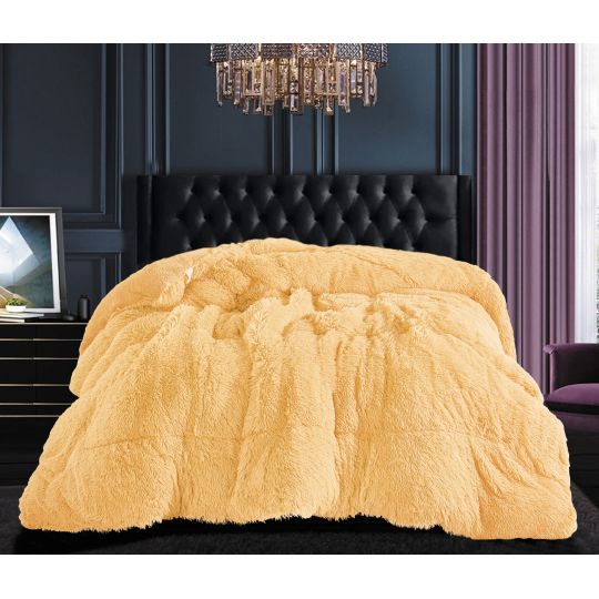 Κουβερτοπάπλωμα μαλλιαρό (170cm x 220cm) gold της Silk Fashion