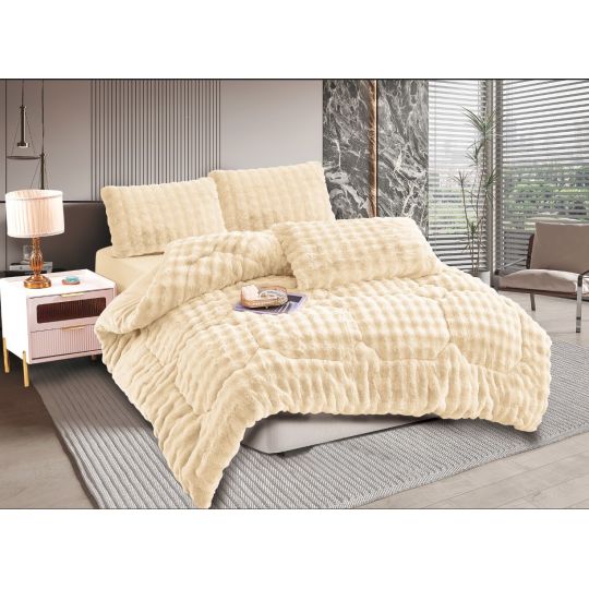 Κουβερτοπάπλωμα burble (240cm x 260cm +2 x50cm x 70cm) cream της Silk Fashion