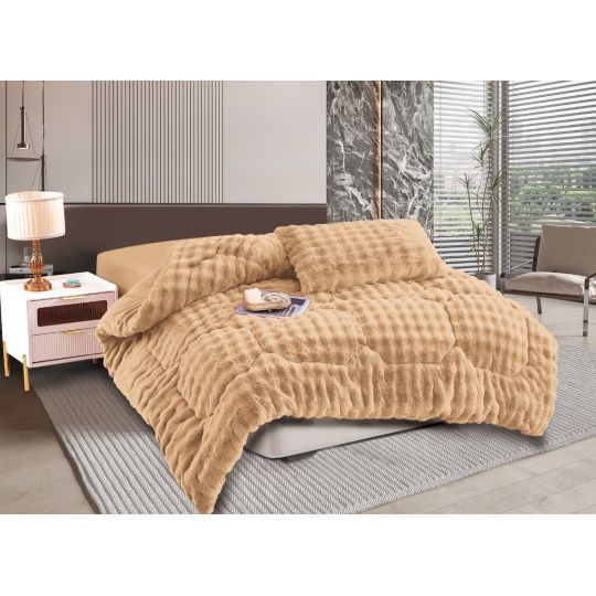 Κουβερτοπάπλωμα burble (170cm x 240cm) ανοιχτό καφέ της Silk Fashion