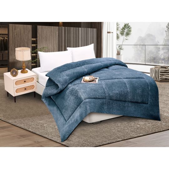 Κουβερτοπάπλωμα solid (240cm x 260cm) navy της Silk Fashion