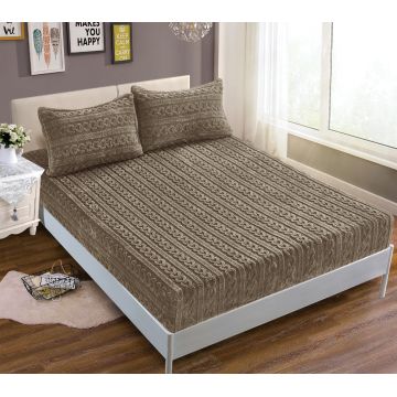 Σεντόνι fleece braid (160cm x 200cm ) καφέ