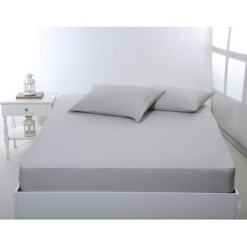 Σεντόνι με λάστιχο jersey (100cm x 200cm + 35cm) light grey της Silk Fashion