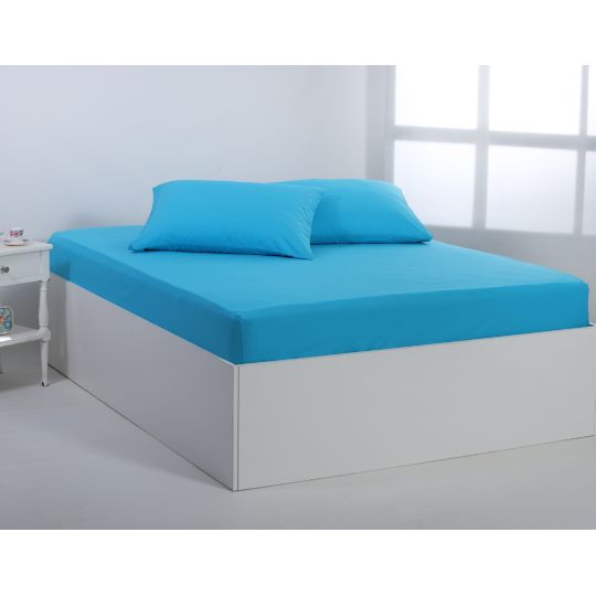 Βαμβακερό σεντόνι essentials (105cm x 200cm + 35cm) river blue