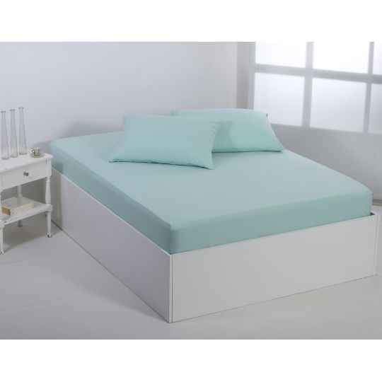 Βαμβακερό σεντόνι essentials (105cm x 200cm + 35cm) misty jade