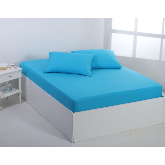 Βαμβακερό σεντόνι essentials (125cm x 200cm + 35cm) river blue