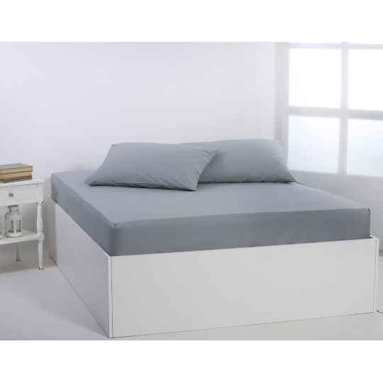 Βαμβακερό σεντόνι essentials (165cm x 200cm + 35cm) quarry