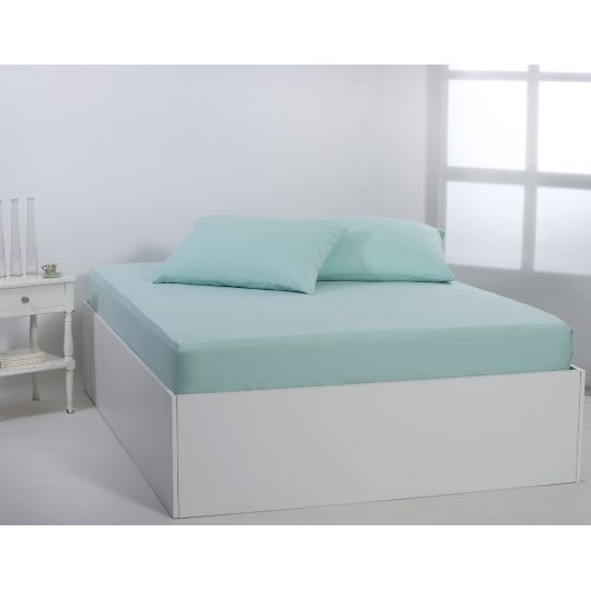 Βαμβακερό σεντόνι essentials (165cm x 200cm + 35cm) misty jade