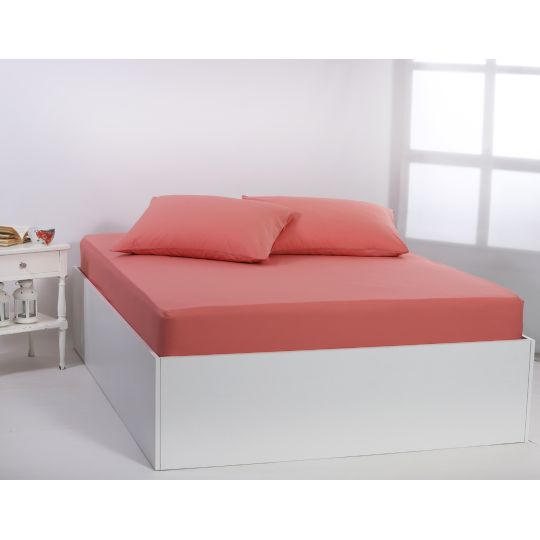 Βαμβακερό σεντόνι essentials (245cm x 267cm) coral almond