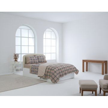 Σετ σεντόνια βαμβακερά ( 230cm x 260cm) καρρώ καφέ