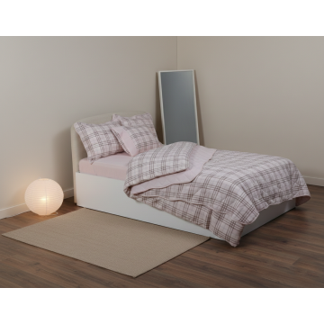 Σετ παπλωματοθήκη βαμβακερή ( 180cm x 250cm) καρρώ ρόζ
