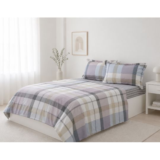 Σετ σεντόνια βαμβακερά 200TC (160cm x 200cm + 35cm) grid