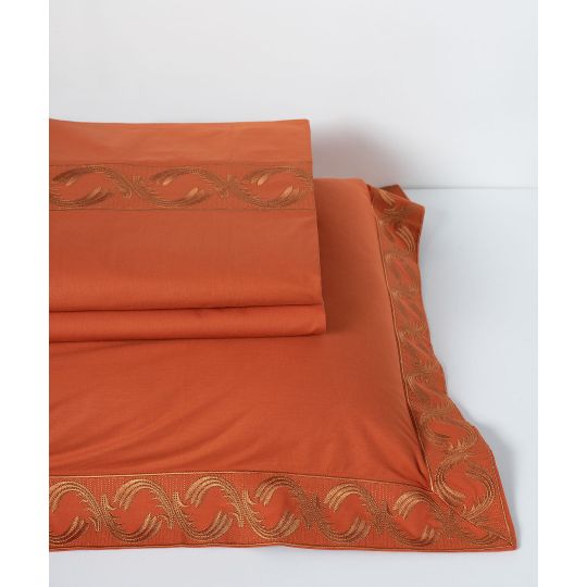 Silk Fashion σεντόνια βαμβακερά ( 230cm x 250cm 2x 50cm x 70cm) M110 κεραμιδί