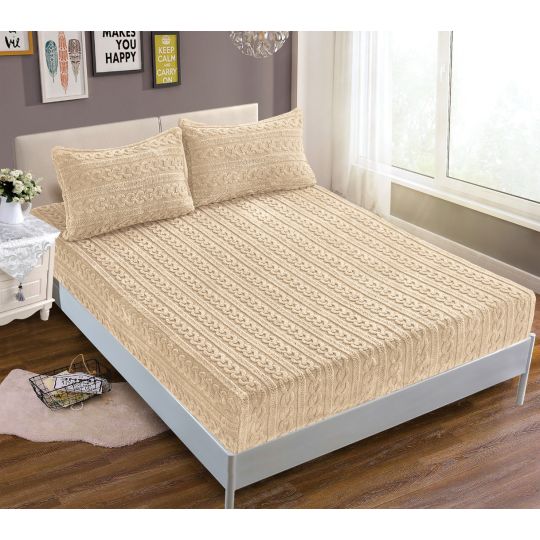 Silk Fashion Σεντόνι fleece braid (160cm x 200cm ) ivory