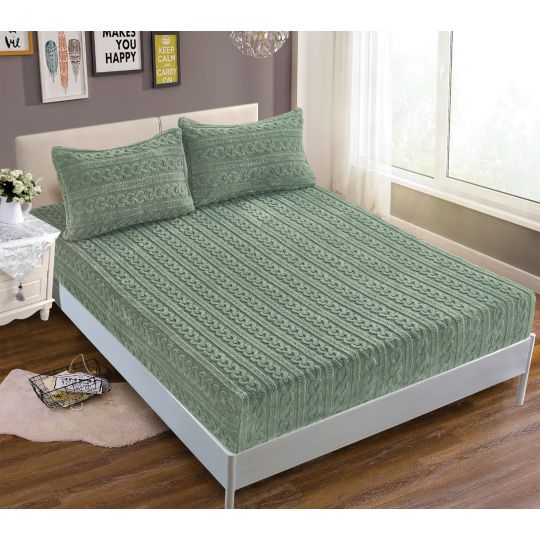 Silk Fashion Σεντόνι fleece braid (100cm x 200cm ) πράσινο