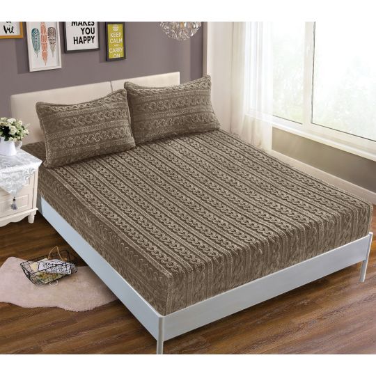 Silk Fashion Σεντόνι fleece braid (160cm x 200cm ) καφέ