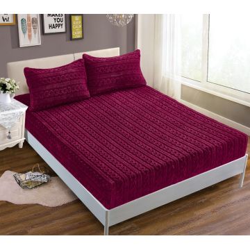 Silk Fashion Σεντόνι fleece braid (160cm x 200cm ) μπορντώ Silk Fashion Σεντόνι fleece braid (160cm x 200cm ) μπορντώ