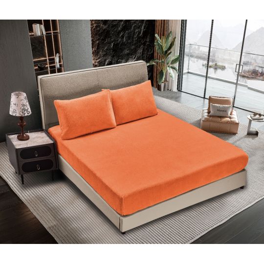 Silk Fashion Σεντόνι fleece solid (160cm x 200cm ) copper tan