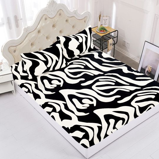 Silk Fashion Fleece σεντόνι με λάστιχο και μαξιλαροθήκες (100cm x 200cm + 30cm) design 3