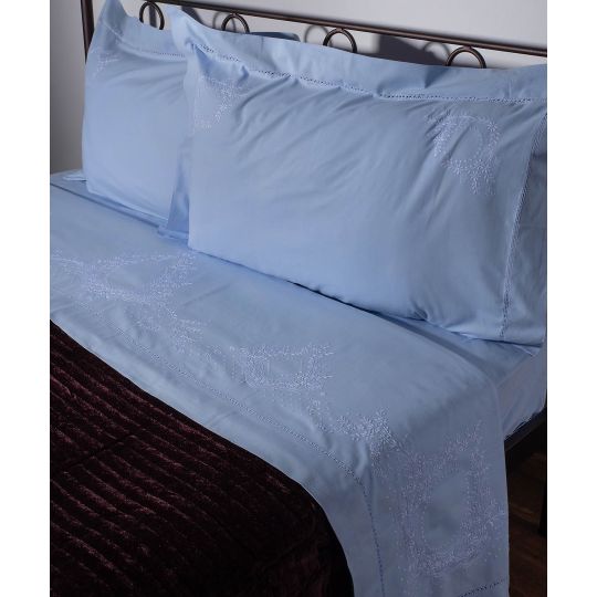 Silk Fashion ΧΕΙΡΟΠΟΙΗΤΟ ΣΕΝΤΟΝΙ 624 ΤΕΣΣΑΡΩΝ ΤΕΜΑΧΙΩΝ (225CM X 270CM) σιέλ