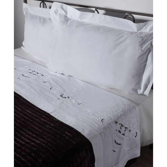 Silk Fashion ΧΕΙΡΟΠΟΙΗΤΟ ΚΟΦΤΟ ΣΕΝΤΟΝΙ 4187 ΤΡΙΩΝ ΤΕΜΑΧΙΩΝ (225CM X 270CM) ΛΕΥΚΟ