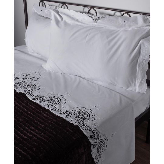 Silk Fashion ΧΕΙΡΟΠΟΙΗΤΟ ΣΕΝΤΟΝΙ Κ37 ΚΗΠΟΥΡ ΤΡΙΩΝ ΤΕΜΑΧΙΩΝ (225CM X 270CM) ΛΕΥΚΟ