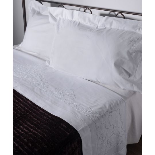 Silk Fashion ΧΕΙΡΟΠΟΙΗΤΟ ΣΕΝΤΟΝΙ 3772 ΤΡΙΩΝ ΤΕΜΑΧΙΩΝ (225CM X 270CM) ΛΕΥΚΟ